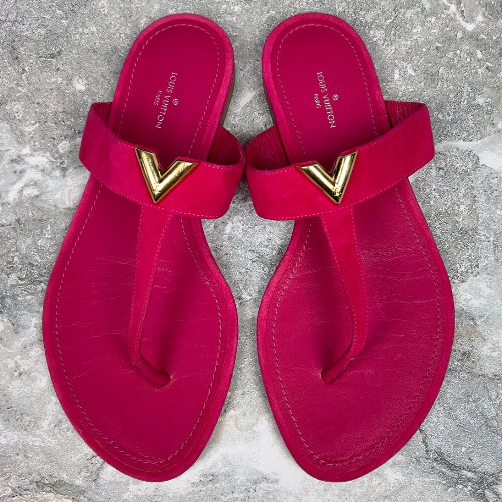 LOUIS VUITTON Bahiana Sandal Flat Pink Suede 5 UK or 8 US or 38 EUR - Picture 4 of 12